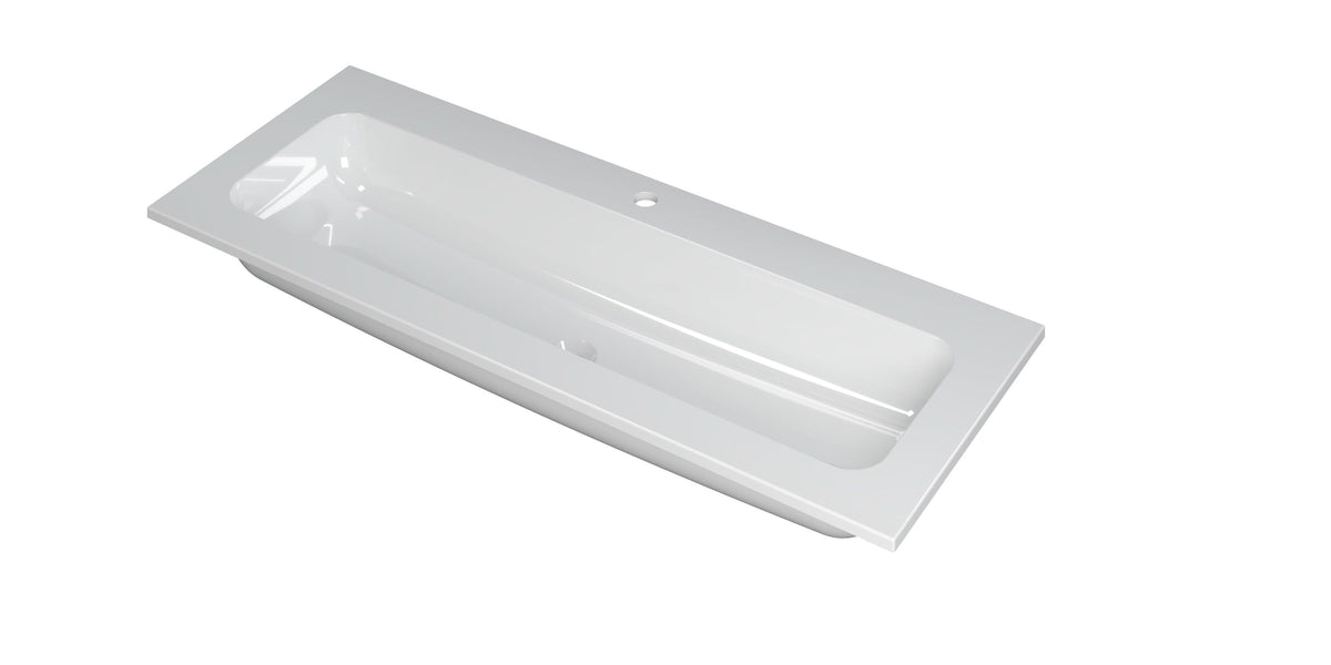 Ink Faktor Wastafel polystone centraal met 1 kraangat - Glans Wit - 120x45x1,5cm - 3407021