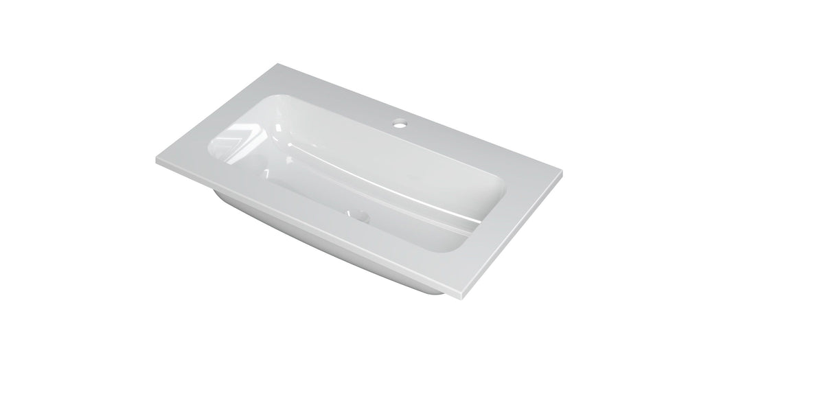 Ink Faktor Wastafel polystone centraal met 1 kraangat - Glans Wit - 80x45x1,5cm - 3407001