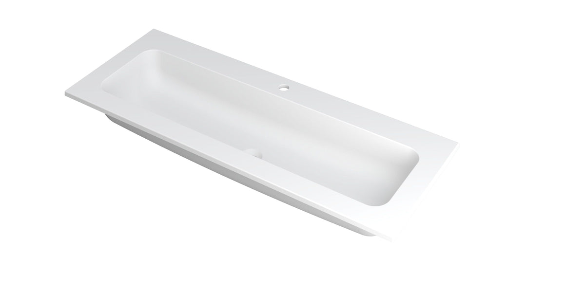 Ink Faktor Wastafel polystone centraal met 1 kraangat - Mat Wit - 120x45x1,5cm - 3407221