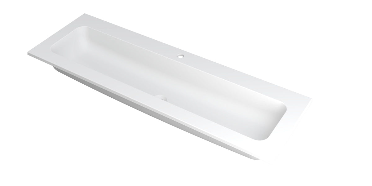 Ink Faktor Wastafel polystone centraal met 1 kraangat - Mat Wit - 140x45x1,5cm - 3407231