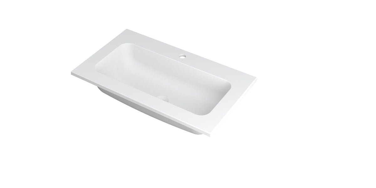 Ink Faktor Wastafel polystone centraal met 1 kraangat - Mat Wit - 80x45x1,5cm - 3407201