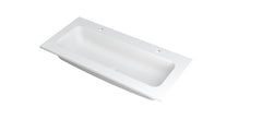 Ink Faktor Wastafel polystone centraal met 2 kraangaten - Mat Wit - 100x45x1,5cm - 3407212