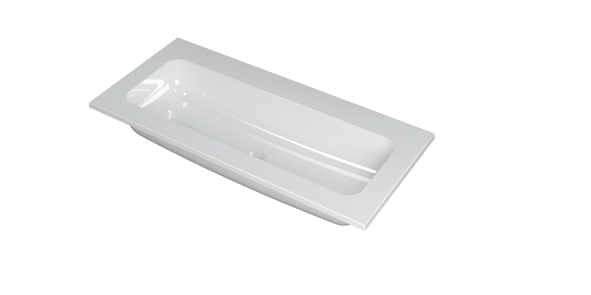 Ink Faktor Wastafel polystone centraal zonder kraangat - Glans Wit - 100x45x1,5cm - 3407010