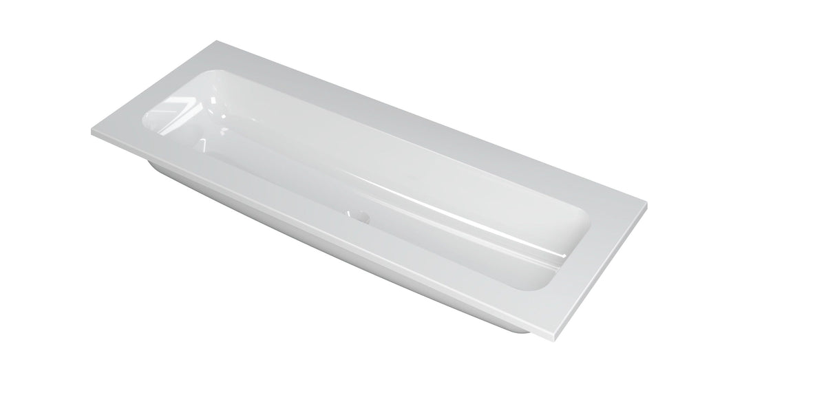 Ink Faktor Wastafel polystone centraal zonder kraangat - Glans Wit - 120x45x1,5cm - 3407020