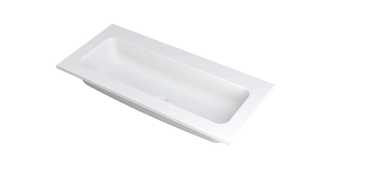 Ink Faktor Wastafel polystone centraal zonder kraangat - Mat Wit - 100x45x1,5cm - 3407210