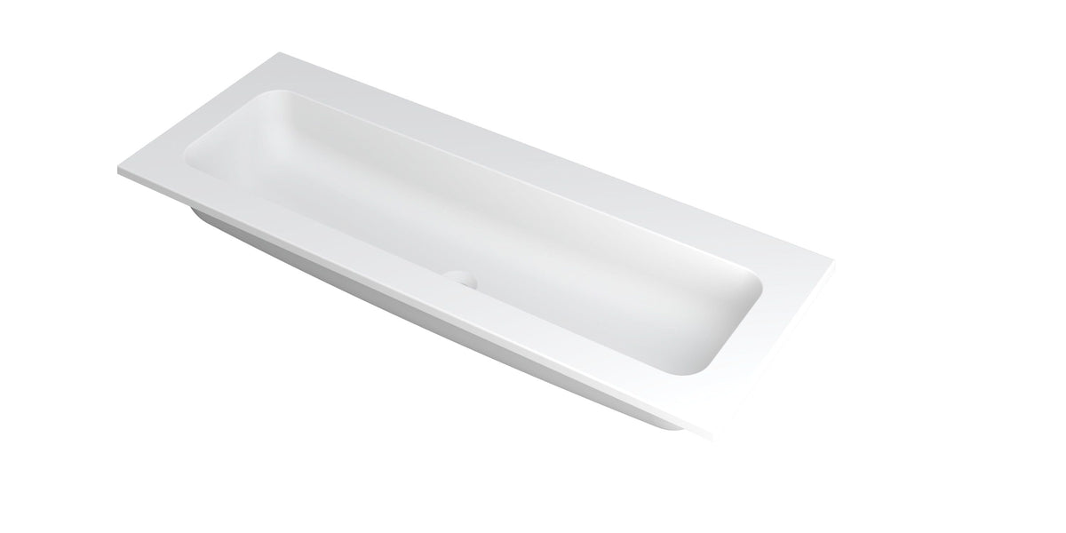 Ink Faktor Wastafel polystone centraal zonder kraangat - Mat Wit - 120x45x1,5cm - 3407220