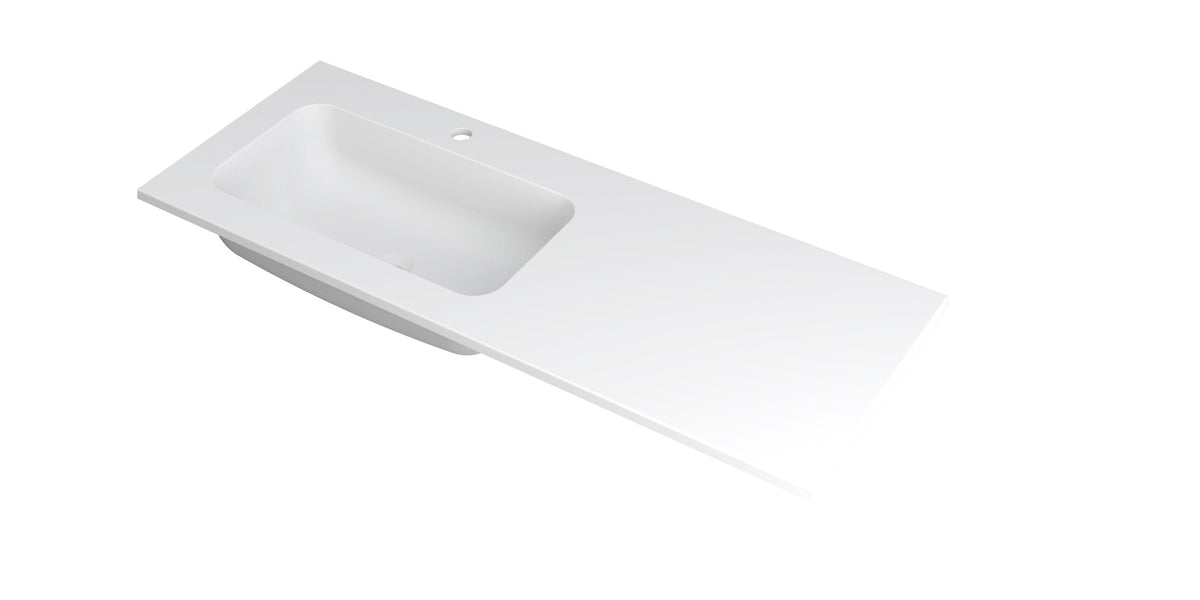 Ink Faktor Wastafel polystone links met 1 kraangat - Mat Wit - 120x45x1,5cm - 3407225