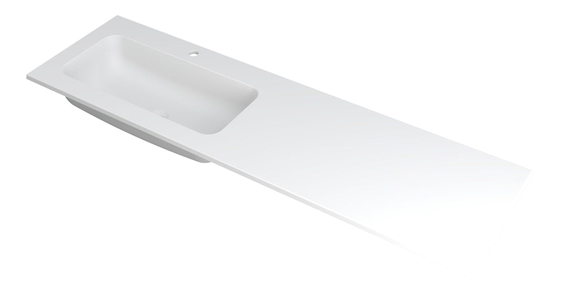 Ink Faktor Wastafel polystone links met 1 kraangat - Mat Wit - 160x45x1,5cm - 3407245