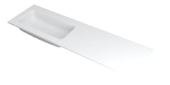 Ink Faktor Wastafel polystone links met 1 kraangat - Mat Wit - 160x45x1,5cm - 3407245