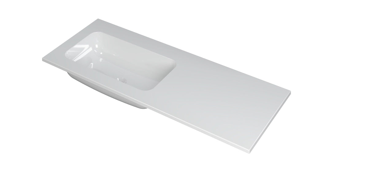 Ink Faktor Wastafel polystone links zonder kraangat - Glans Wit - 120x45x1,5cm - 3407024