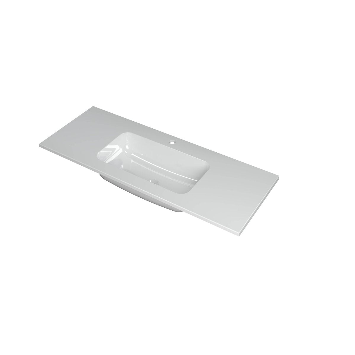 Ink Faktor Wastafel polystone midden met 1 kraangat - Glans Wit - 120x45x1,5cm - 3407061