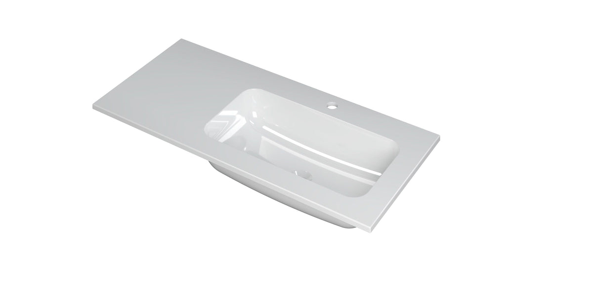 Ink Faktor Wastafel polystone rechts met 1 kraangat - Glans Wit - 100x45x1,5cm - 3407018