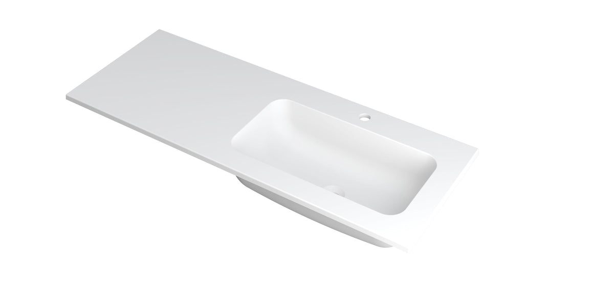 Ink Faktor Wastafel polystone rechts met 1 kraangat - Mat Wit - 120x45x1,5cm - 3407228