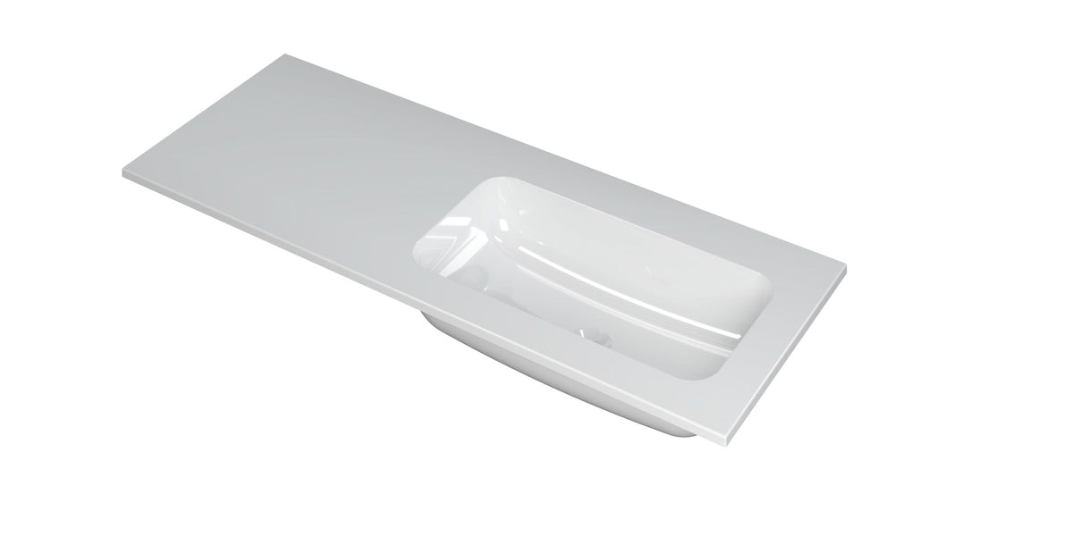 Ink Faktor Wastafel polystone rechts zonder kraangat - Glans Wit - 120x45x1,5cm - 3407027