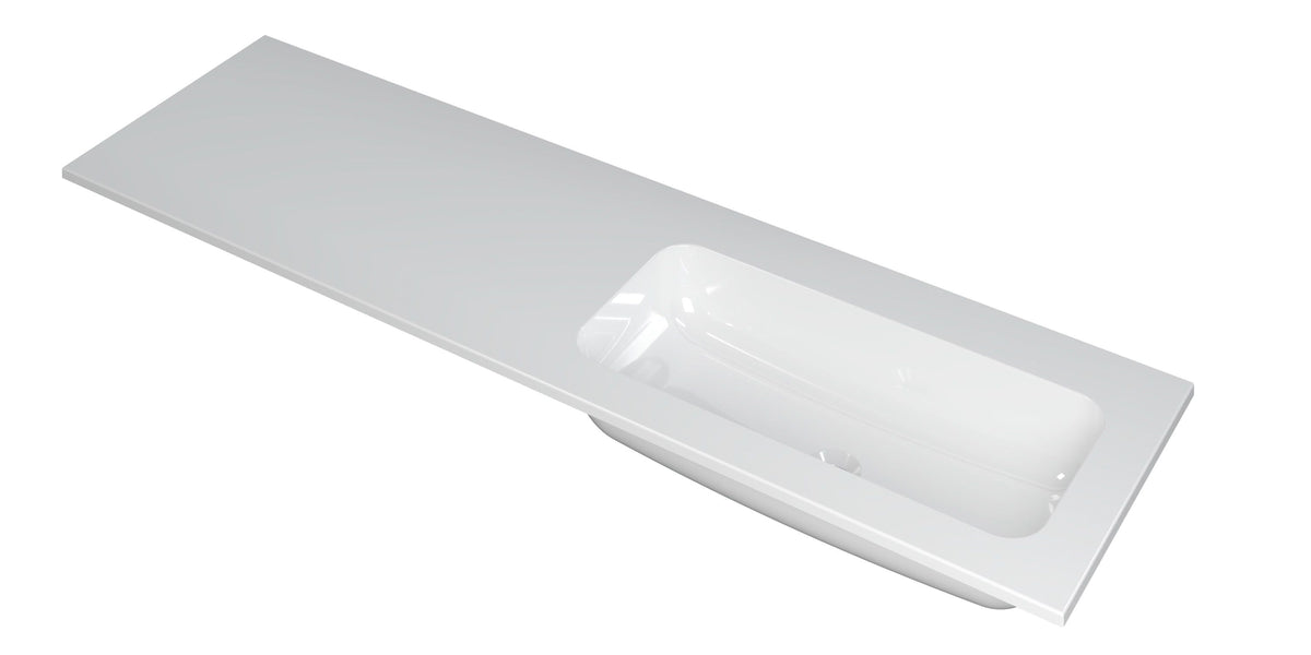 Ink Faktor Wastafel polystone rechts zonder kraangat - Glans Wit - 160x45x1,5cm - 3407047