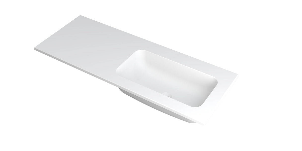 Ink Faktor Wastafel polystone rechts zonder kraangat - Mat Wit - 120x45x1,5cm - 3407227