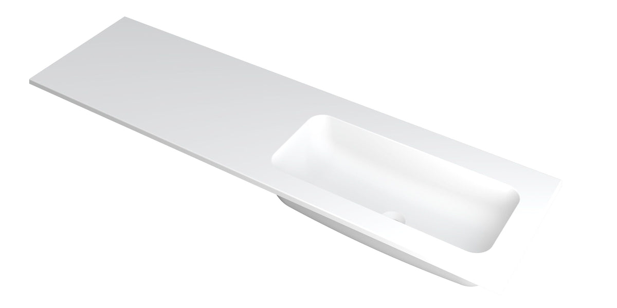 Ink Faktor Wastafel polystone rechts zonder kraangat - Mat Wit - 160x45x1,5cm - 3407247