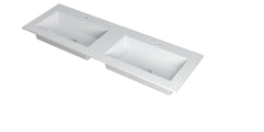 Ink Kraft dubbele meubelwastafel 140x45cm - 2 kraangaten - Polystone - Mat Wit - 3417361