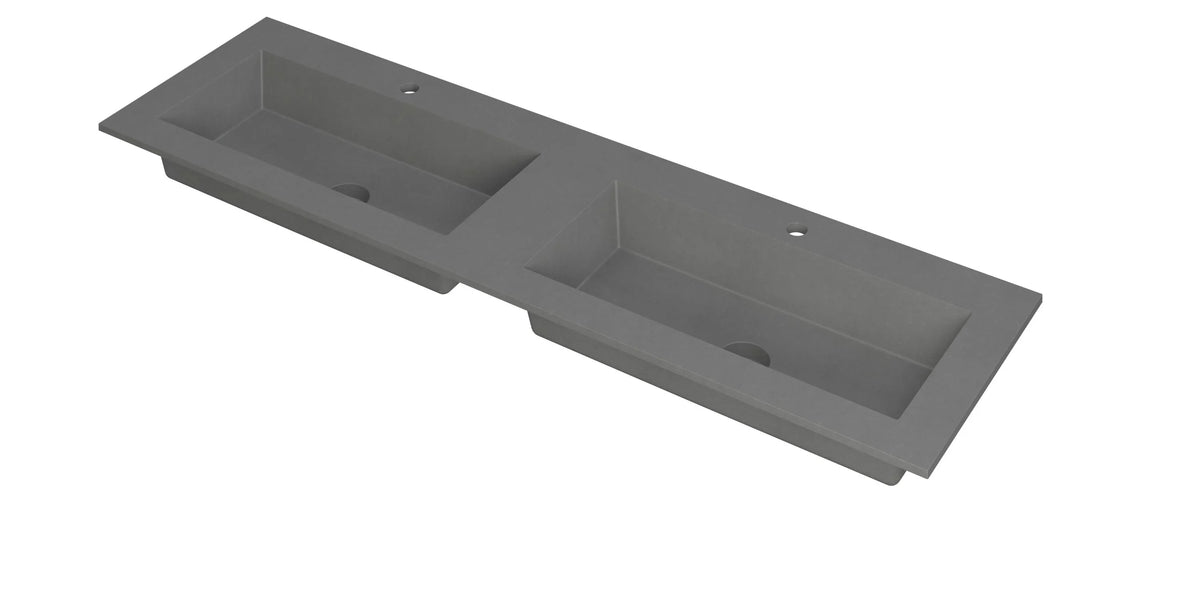 Ink Kraft dubbele meubelwastafel 160x45cm - 2 kraangaten - Quartz grijs - 3417384
