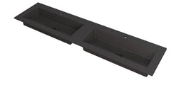 Ink Kraft dubbele meubelwastafel 180x45cm - 2 kraangaten - Quartz zwart - 3417398