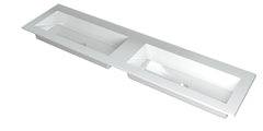 Ink Kraft dubbele meubelwastafel 180x45cm - zonder kraangaten - Polystone - Glans Wit - 3417390