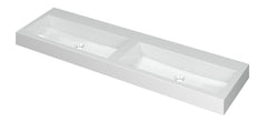 Ink Momento dubbele meubelwastafel 160x45cm - zonder kraangat - Polystone - Glans Wit - 3421060