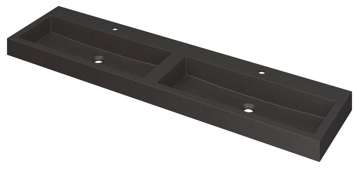 Ink Momento dubbele meubelwastafel 180x45cm - 2 kraangaten - Quartz zwart - 3421271
