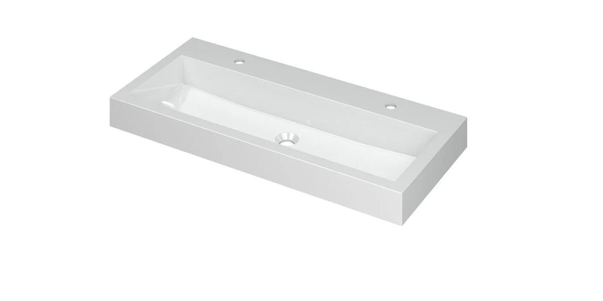 Ink Momento meubelwastafel 100x45cm - 2 kraangaten - Polystone - Glans Wit - 3421032