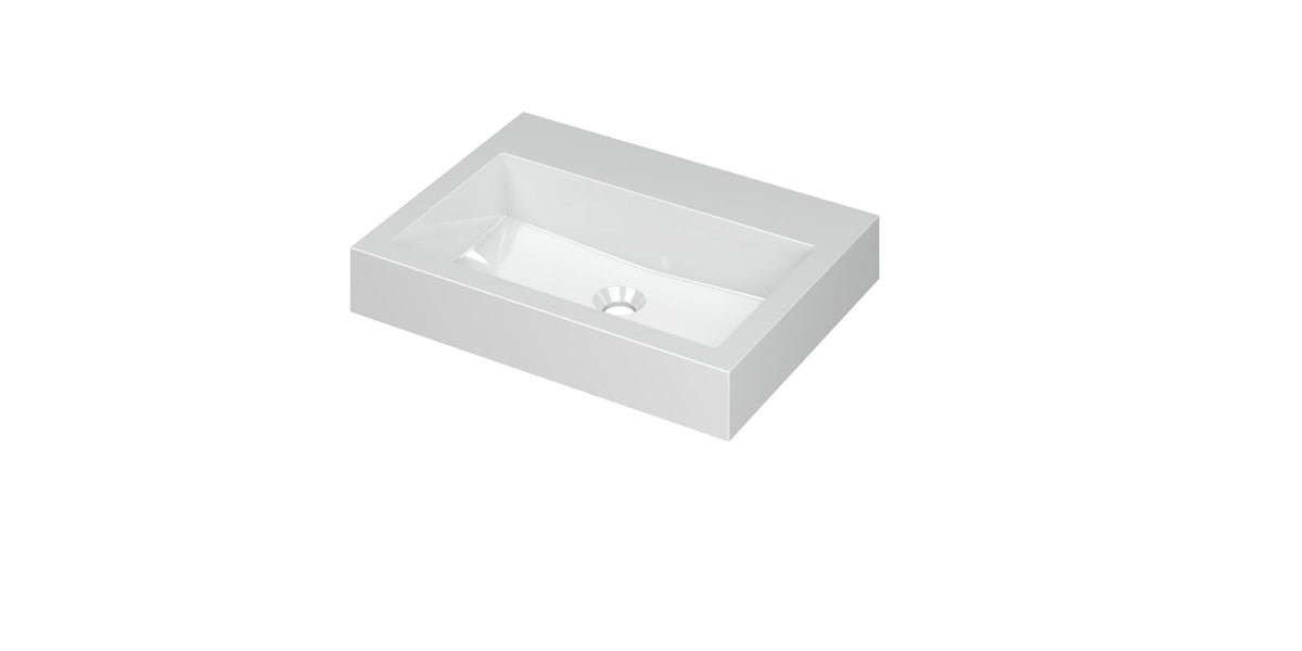 Ink Momento meubelwastafel 60x45cm - zonder kraangat - Polystone - Glans Wit - 3421000