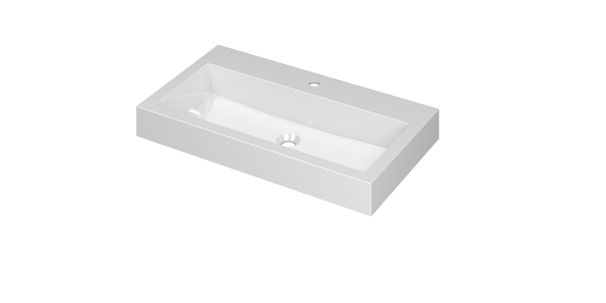 Ink Momento meubelwastafel 80x45cm - 1 kraangat - Polystone - Glans Wit - 3421016