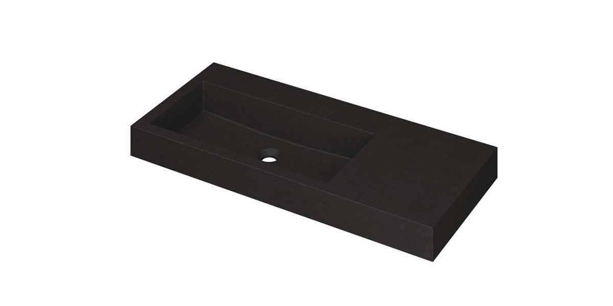 Ink Momento meubelwastafel links 100x45cm - zonder kraangaten - Quartz zwart - 3421235