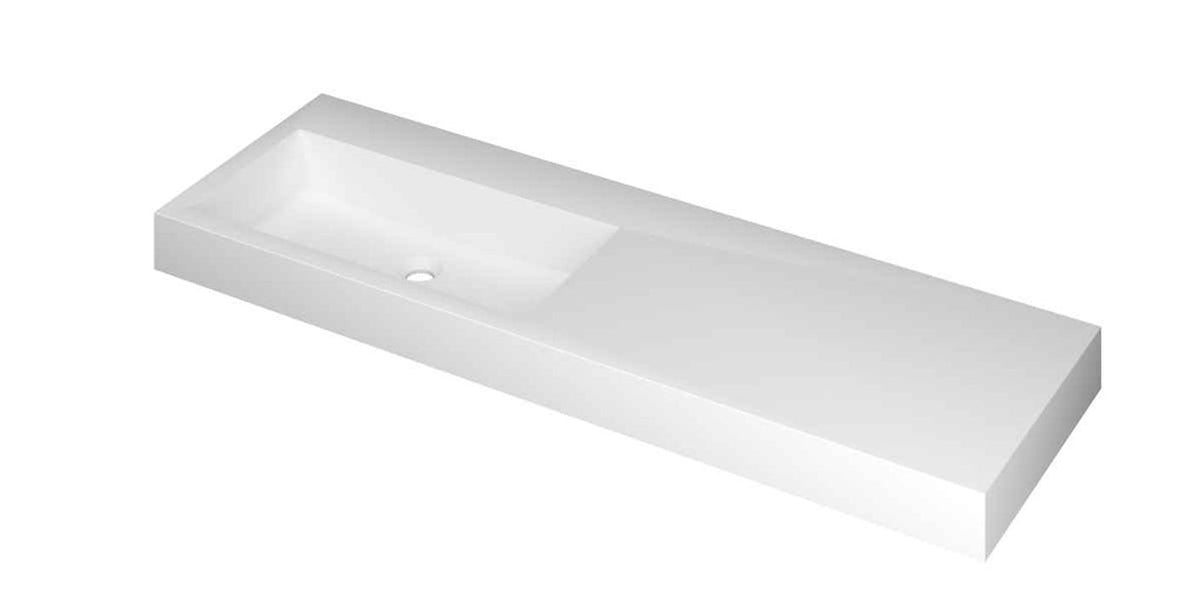 Ink Momento meubelwastafel links 140x45cm - zonder kraangat - Polystone - Mat Wit - 3421355