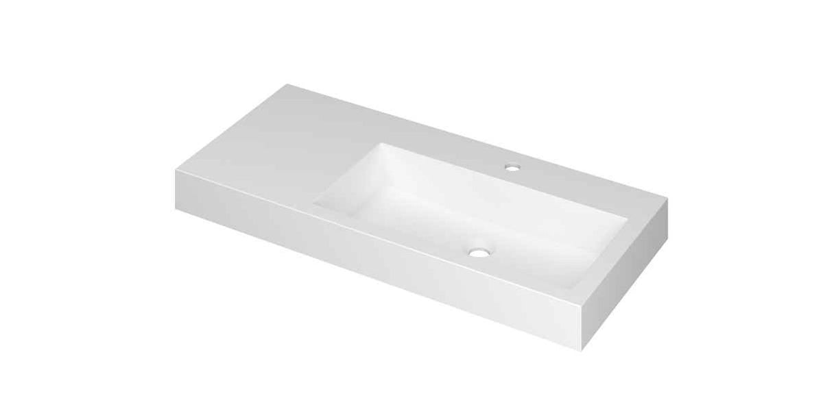 Ink Momento meubelwastafel rechts 100x45cm - zonder kraangat - Polystone - Mat Wit - 3421338