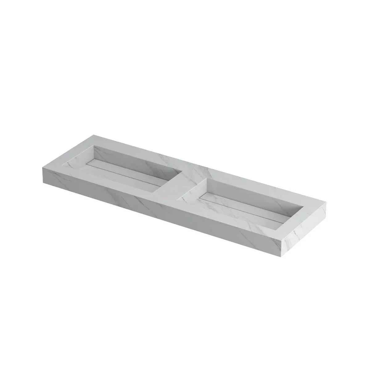 Ink Pitch dubbele meubelwastafel 140x45cm keramische slab - zonder kraangaten - Calacatta - 0210420