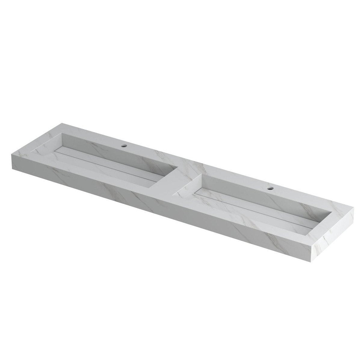 Ink Pitch dubbele meubelwastafel 180x45cm keramische slab - 2 kraangaten - Calacatta - 0210470