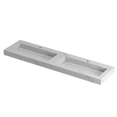 Ink Pitch dubbele meubelwastafel 180x45cm keramische slab - 2 kraangaten - Calacatta - 0210470