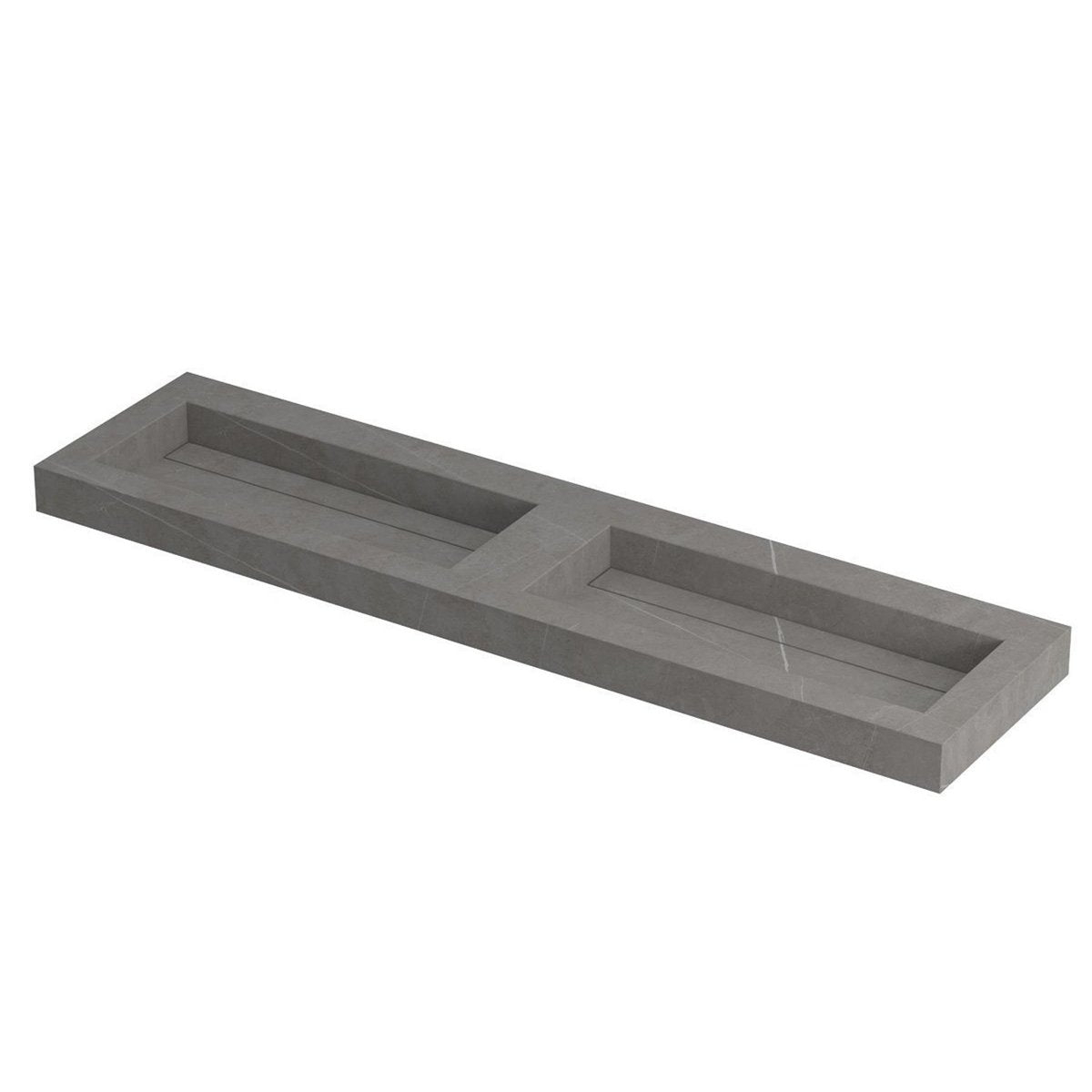 Ink Pitch dubbele meubelwastafel 180x45cm keramische slab - zonder kraangaten - Armani grey - 0210461