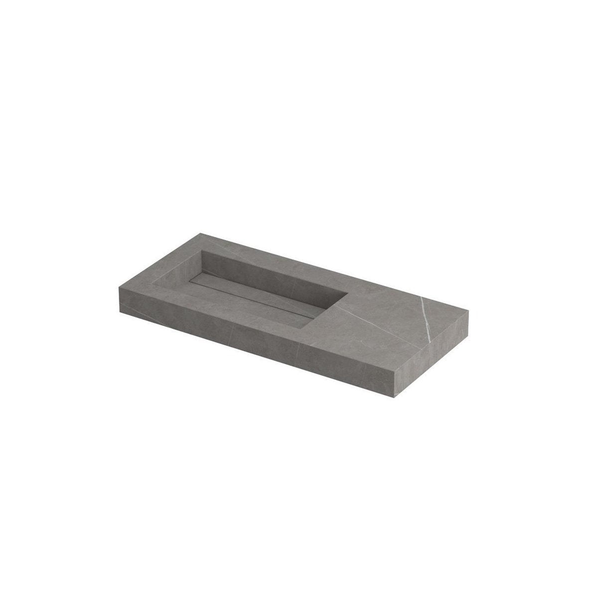 Ink Pitch meubelwastafel links 100x45cm keramische slab - zonder kraangaten - Armani Grey - 0210481