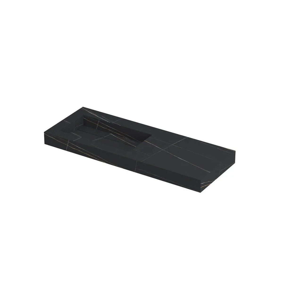 Ink Pitch meubelwastafel links 120x45cm keramische slab - zonder kraangaten - Lauren black - 0210522