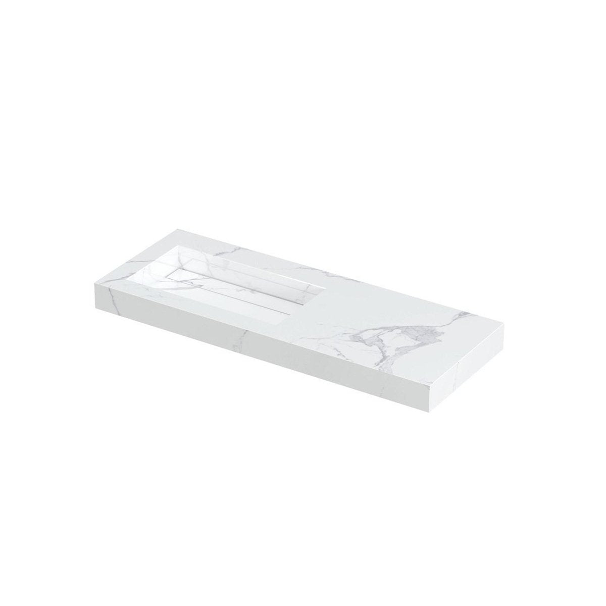 Ink Pitch meubelwastafel links 120x45cm keramische slab - zonder kraangaten - Statuario - 0210523