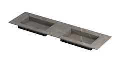 Ink Post Wastafel keramische slab envelop bak dubbel zonder kraangaten - Armani grey mat - 160x45x1cm - 0210121