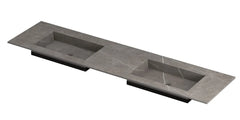 Ink Post Wastafel keramische slab envelop bak dubbel zonder kraangaten - Armani grey mat - 180x45x1cm - 0210141