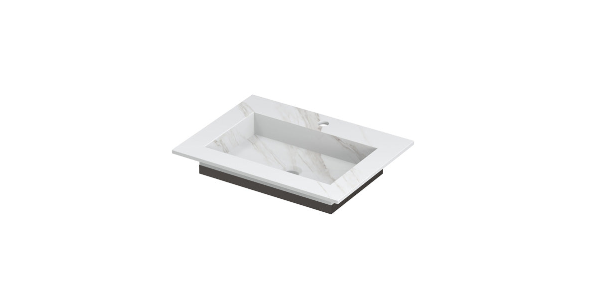 Ink Post Wastafel keramische slab envelop bak met 1 kraangat - Calacatta mat - 60x45x1cm - 0210010