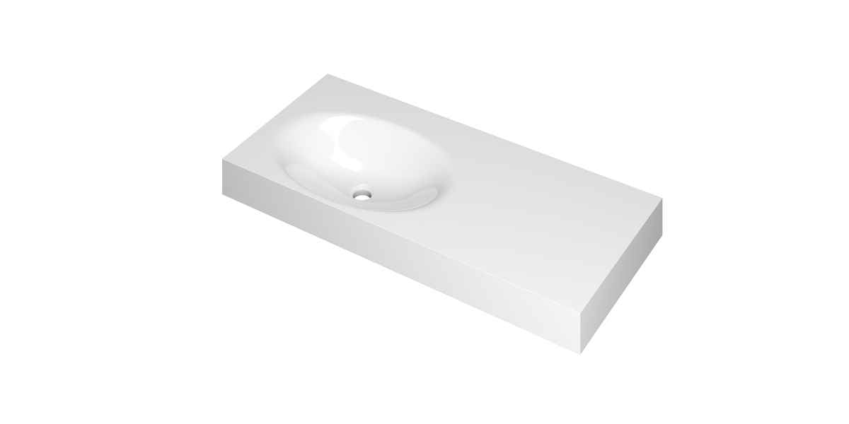 Ink Smooth Wastafel polystone links zonder kraangat - Glans Wit - 100x45x9cm - 3407328