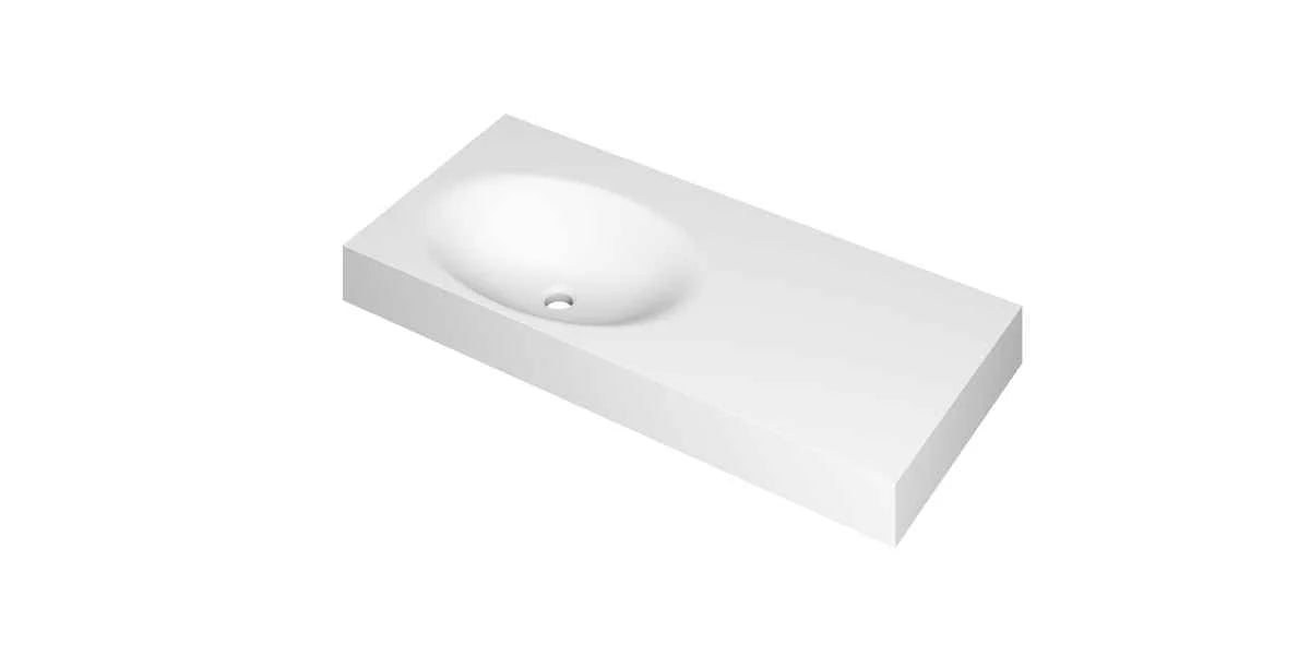 Ink Smooth Wastafel polystone links zonder kraangat - Mat Wit - 100x45x9cm - 3407428
