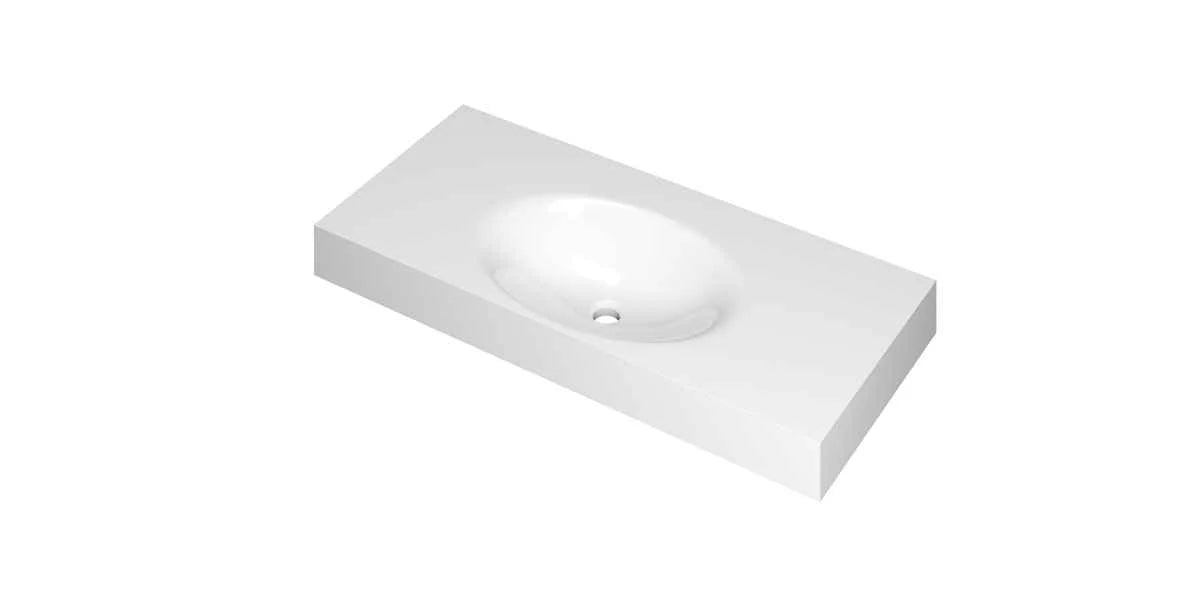 Ink Smooth Wastafel polystone midden zonder kraangat - Glans Wit - 100x45x9cm - 3407325