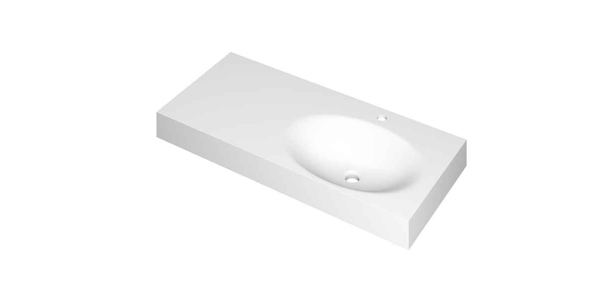Ink Smooth Wastafel polystone rechts met 1 kraangat - Mat Wit - 100x45x9cm - 3407431