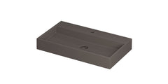 Ink United wastafel - porselein 1 kraangat incl. porseleinen click plug en verborgen overloop systeem - mat basento - 80x45x11cm - 0206173