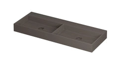 Ink United wastafel - porselein dubbel zonder kraangat incl. porseleinen click plug en verborgen overloop systeem - Mat basento - 120x45 cm - 0206123