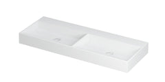 Ink United wastafel - porselein dubbel zonder kraangat incl. porseleinen click plug en verborgen overloop systeem - Mat Wit - 120x45 cm - 0206122
